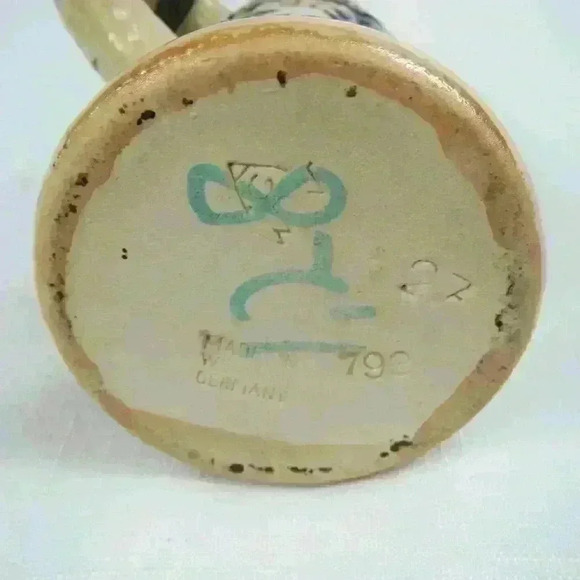 Vintage Beer Stein Pottery Bar Scene Pewter Lid 1921-50s West Germany 0.25 Liter - Picture 11 of 12